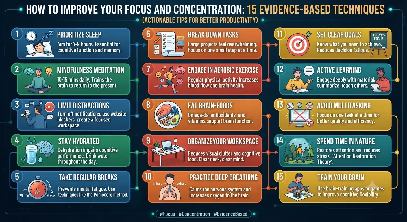 How to Improve Your Focus and Concentration: 15 Evidence-Based Techniques