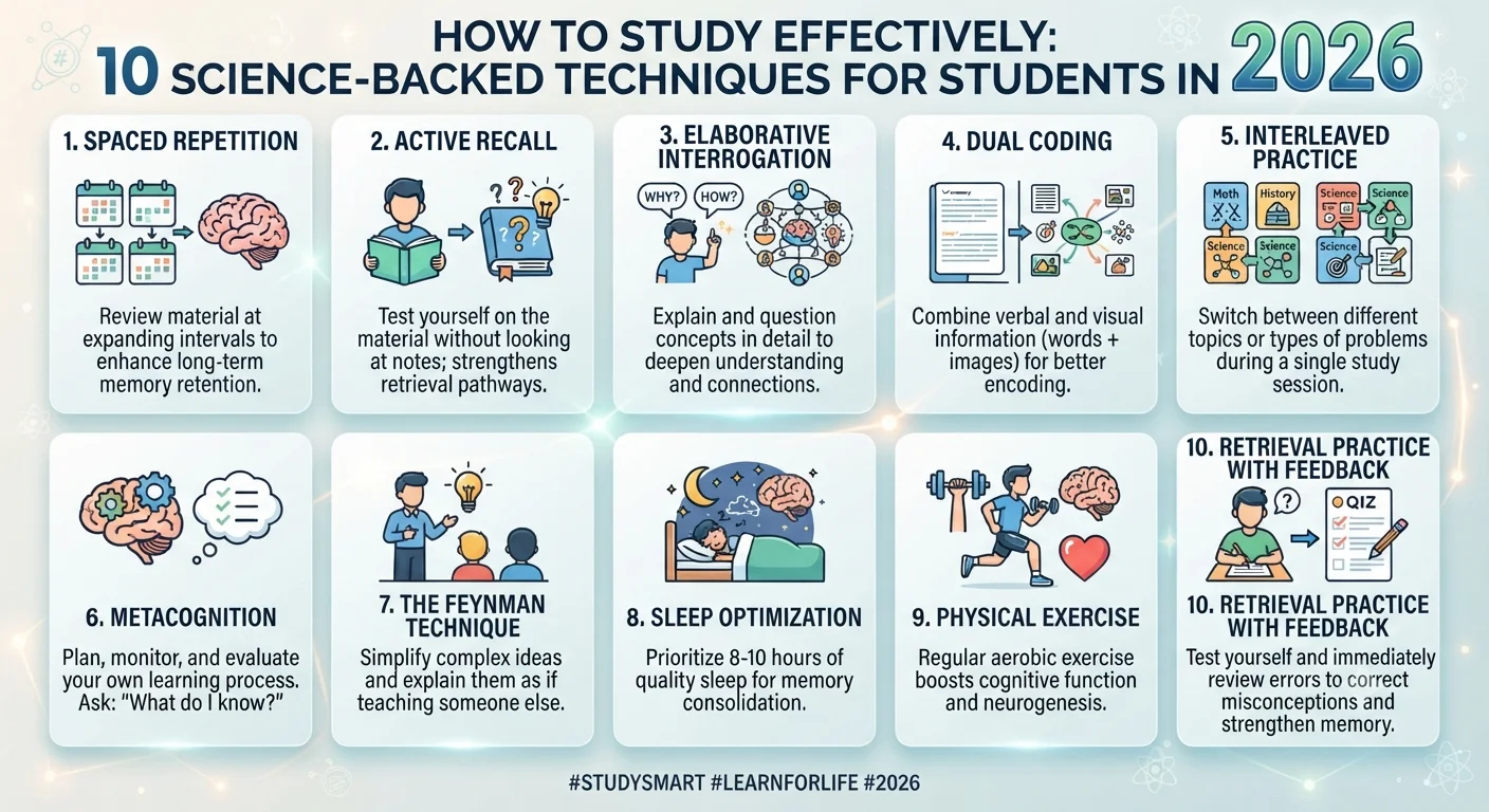 How to Study Effectively: 10 Science-Backed Techniques for Students in 2026