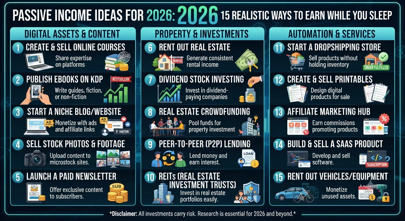 Passive Income Ideas for 2026: 15 Realistic Ways to Earn While You Sleep
